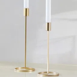 richies enterprises Gold (Set Of 2) Metal Candlestick Holder image 2