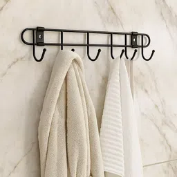 the organiser company Steel Bathroom Cloth Hanger/Kitchen Utensil (6 Hooks) for Wall/Door Hook Rail Steel Dress Pack of 2 Hangers For Dress image 5