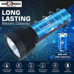 pick ur needs Rechargeable Search Torch Light 30W + 8 High Big SMD Side Light 3 Hrs Backup Torch image 2