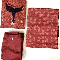 h a enterprise Women Wool Kurta Pant Dupatta Set image 2