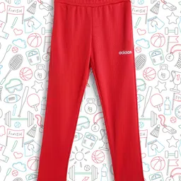 ADIDAS Girls Red Solid Brand Logo Print Detail Logo PT Track Pants-image-24