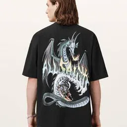 all saints Dragon Wave Print Regular Fit Crew-Neck T-Shirt-picture-11