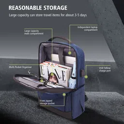 Kenneth Cole Unisex Colourblocked Contrast Detail Backpack with USB Charging Port image 3