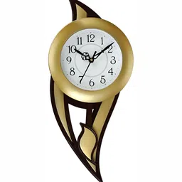 Attractionz Gold-Toned and White Contemporary Analogue Wall Clock-picture-29