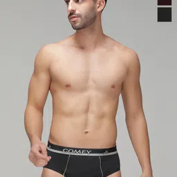 AMUL COMFY Pack Of 3 Mid Rise Pure Cotton Basic Briefs AC-CBRIOE-OL-CH-RW-XS-3PC image 1