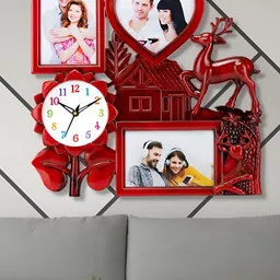 Attractionz Red & White Analogue Contemporary Round Wall Clock image 2