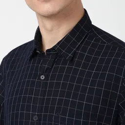 Peter England Casuals Men Grid Tattersall Checks Checked Slim Fit Opaque Casual Shirt image 2