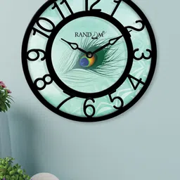 RANDOM Sea Green & Black Printed Contemporary Wall Clock image 2