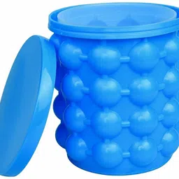 escora 1 L Silicone Ice Cube Maker Bucket Tray Large Silicone Ice Bucket | 2 in 1 Ice Cube Mould and Container Box, Round, Portable Ice Bucket, for Frozen Whiskey, Cocktail, Beverages | Aqua | Ice Bucket-picture-18
