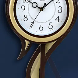 Attractionz Gold-Toned & Brown Analogue Round Wall Clock image 4