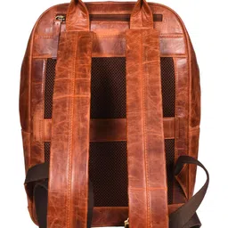 Sassora Men Leather Backpack with Compression Straps image 2
