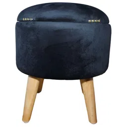 Shadowkart Blue Wooden Pouffes Sitting Mudda Ottomans image 3