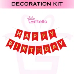 giftella Solid Purple, Pink & White Balloon with Red Birthday Banner and Labubu Foil Balloon image 4