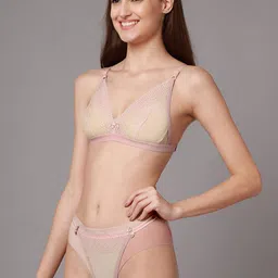 AROUSY Pack Of 2 Lace Detail Non Padded Bra & Mid-Rise Bikini image 5