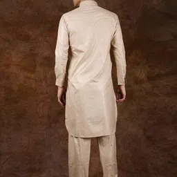 Exotic India Shirt Collar Regular Pure Cotton Paithani Kurta with Pyjamas image 4