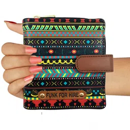 Funk For Hire Women Printed PU Water Resistant Two Fold Wallet with SIM Card Holder image 5