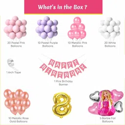 kidos Printed Barbie Theme 8th Birthday DIY Decoration Item Kit For Girls Balloon image 2