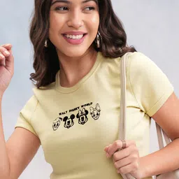 Women Embroidered Round Neck Cotton Blend Beige T-Shirt-image-95