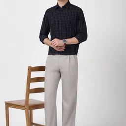 Peter England Casuals Men Grid Tattersall Checks Checked Slim Fit Opaque Casual Shirt image 5