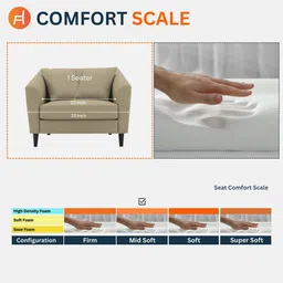 febonic Polon Fabric 1 Seater Sofa In Corn Yellow Colour image 4