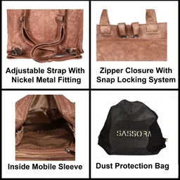 Sassora Unisex Leather Backpack with Compression Straps image 2