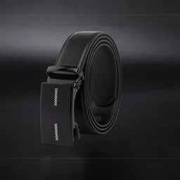 VOGARD Men Black PU Auto Lock Buckle Belt-image-3