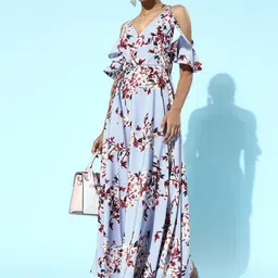 Berrylush Women Blue Floral Crepe Wrap Dress-picture-20
