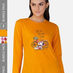 CHOZI Pack Of 2 Printed Round Neck Cotton Regular T-shirts-picture-10