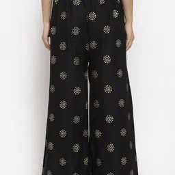 Clora Creation Pack of 2 Women Black Ethnic Motifs Printed Knitted Palazzos image 4