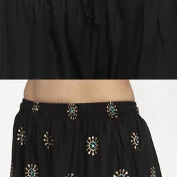 Clora Creation Pack of 2 Women Black Ethnic Motifs Printed Knitted Palazzos image 2