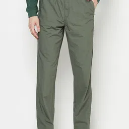 Octave Men Olive Green Solid Cotton Track Pants-picture-30