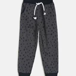 MINI KLUB Boys Grey & Black Printed Pure Cotton Joggers-picture-19