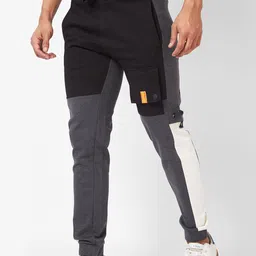 SPYKAR Men Colourblocked Mid-Rise Joggers image 2