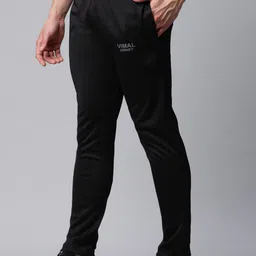 mack jonney VIMAL JONNEY Men Black & Olive Pack of 2 Solid Track Pant image 2