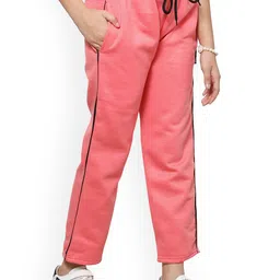 IndiWeaves Girls Pack Of 2 Side Piping Regular Fit Fleece Track Pants image 3