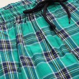 JAINISH Men Green & Black Checked Cotton Lounge Pants image 3