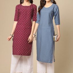 7threads KALINI Set of 2 Women Printed Block Print Handloom Crepe Straight Kurta-picture-35