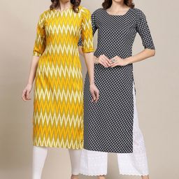 7threads KALINI Women Pack of 2  Block Print Handloom Crepe Kurta-picture-21