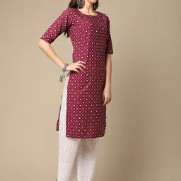 7threads KALINI Women Black & Purple Pack Of 2 Geometric Printed Crepe Kurta image 4