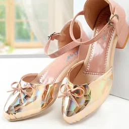 Tiny Bugs Girls Round Toe Block Pumps With Bow-picture-12