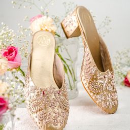NR By Nidhi Rathi Pointed Toe Ethnic Embellished Block Mules-picture-22