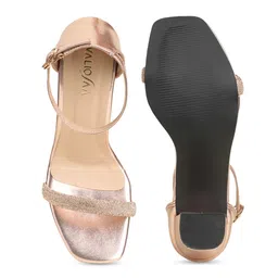 VALIOSAA Women Copper-Toned Embellished Party Block Heels image 3