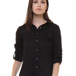 Ruhaans Women Black Classic Casual Shirt-image-94
