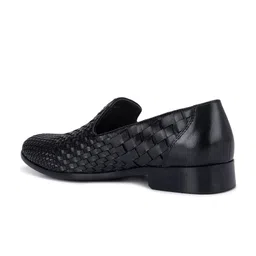 ROSSO BRUNELLO Men Black Textured Leather Formal Slip-Ons image 3