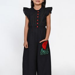Bitiya by Bhama Girls Black & Red Solid Basic Jumpsuit-picture-15