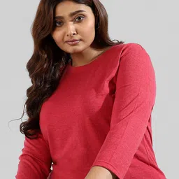 Instafab Plus Women Plus Size Round Neck Cotton Regular Top image 1