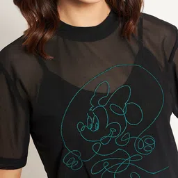 Madame Minnie Mouse Printed High Neck Semi Sheer Top image 2