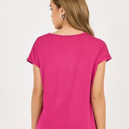 Styli Women Solid Regular Fit Regular Length Cowl Neck Top With Cap Sleeves image 2