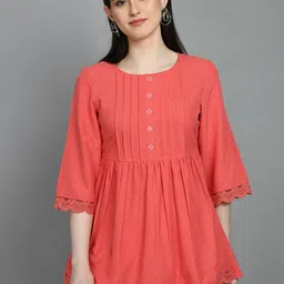 MEESAN Embroidered Round Neck Tunic image 1