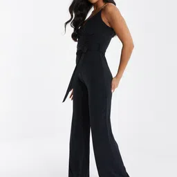 QUIZ Shoulder Straps Sleeveless Waist Tie Ups Basic Jumpsuit image 3